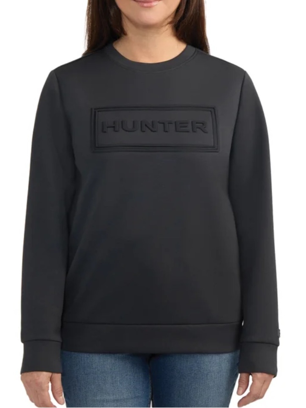 Hunter Embossed Logo Crewneck Sweatshirt in Black